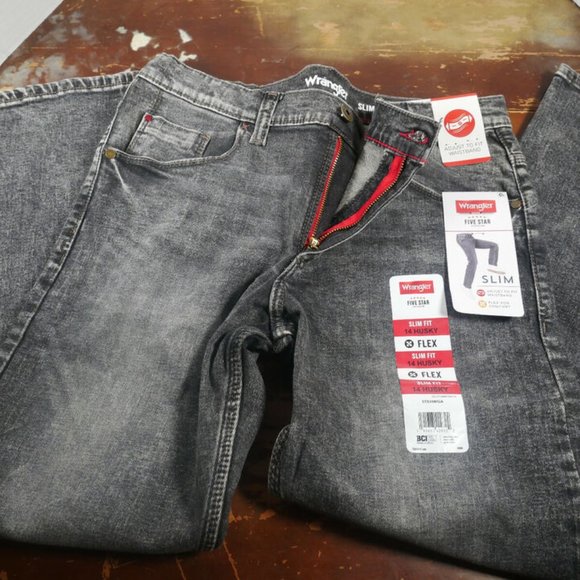 Wrangler Boys Size 14 Husky Slim Fit Jeans Dark Grey New w Tags - Picture 4 of 7